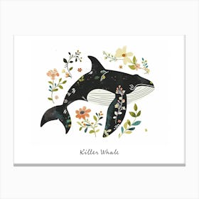 Little Floral Killer Whale Poster Canvas Print