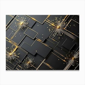 3d Modern with Golden Line and Square 1 Canvas Print