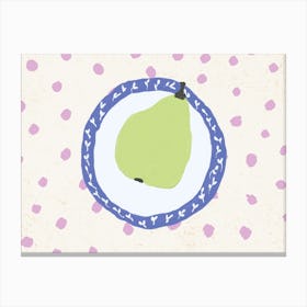 Pear On Plate Canvas Print