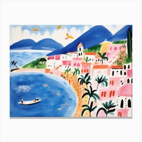 Amalfi Coast Cute Watercolour Illustration 4 Canvas Print