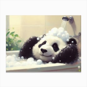 Panda Bear In The Bath Canvas Print