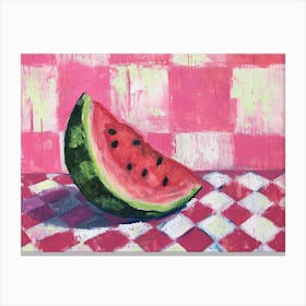 Watermelon Pink Checkerboard 2 Canvas Print