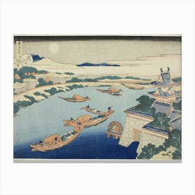 Moonlight On The Yodo River , Katsushika Hokusai Canvas Print