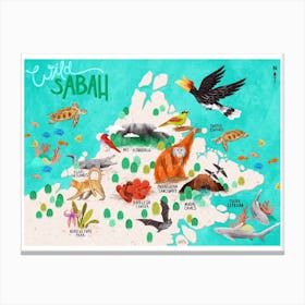 Map Of Sabah Canvas Print