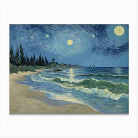 Starry Night Over The Beach Canvas Print