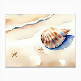 Seashell on the beach, watercolor painting 18 Canvas Print