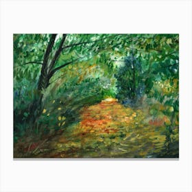 October Stroll - painting watercolor nature landscape autumn fall hand painted impressionism green Anton Maliar Canvas Print