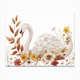 Little Floral Swan 4 Canvas Print