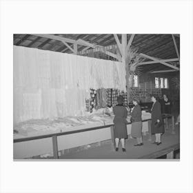 Women Looking At Knitting Exhibit At Gonzales County Fair, Gonzales, Texas By Russell Lee Canvas Print