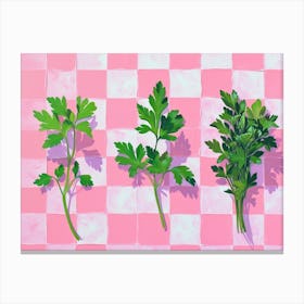 Loose Herbs Pink Checkerboard 2 Canvas Print