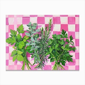 Loose Herbs Pink Checkerboard 3 Canvas Print