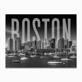 Boston Skyline Monochrome Canvas Print