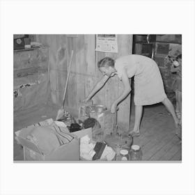Mrs, Faro Caudill Packing Up Kitchen Equipment For Moving To New Dugout Nearer The Well, Notice The Pressure Canvas Print