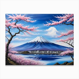 Cherry Blossoms In Mount Fuji Canvas Print