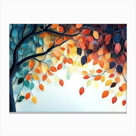 Vibrant 3d Tree Colorful Leaves On Hanging Branches 2 Canvas Print