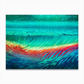 Abstract Background Featuring A Wave Cresting With Vibrant Tropical Ocean Hues Merge Of Turquoise A (6) Canvas Print