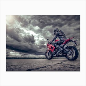 Motorcycle Rider On The Road 3 Canvas Print