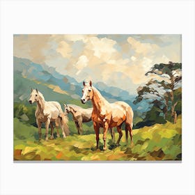 Horses Painting In Monteverde, Costa Rica, Landscape 1 Canvas Print