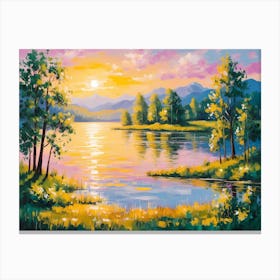 Sunset By The Lake Harmony of Colors: An Evening’s Glow Canvas Print