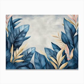 Blue And Pink Leaves Canvas Print