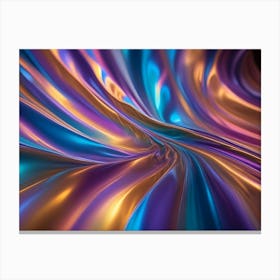 Abstract Image Of Flowing, Iridescent Colors In Shades Of Gold, Purple, And Blue Canvas Print