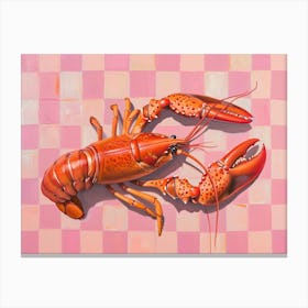 Lobster Pink Checkerboard 1 Canvas Print