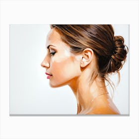 Side Profile Of Beautiful Woman Oil Painting 81 Canvas Print