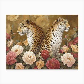 Floral Animal Illustration Leopard 2 Canvas Print