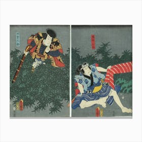 Näyttelijät Ichikawa Kodanji Iv Ja Arashi Rikan Iii Näytelmässä Gojusan Tsugi (Viisikymmentäkolme Kyytiasemaa), 185 Canvas Print