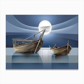 fishing boats at night Canvas Print