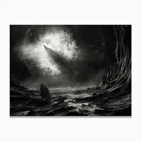 Interstellar Voyage Abstract Black And White 4 Canvas Print