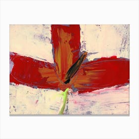Opened Tulip - contemporary abstract art painting red beige flower floral living room kitchen Canvas Print