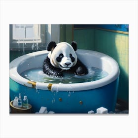 Panda In Bath Canvas Print