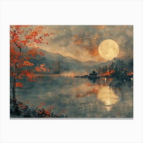 Moonlight Over Lake Canvas Print