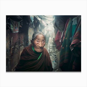 Shantiva zaga, a buddhist nun in a poor towin in India Canvas Print