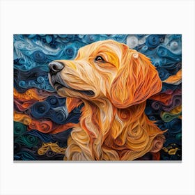 Golden Retriever Paper Quilling Dog Portrait 1 Canvas Print