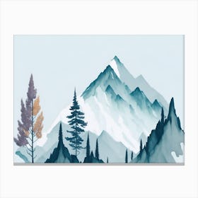 Mountain And Forest In Minimalist Watercolor Horizontal Composition 219 Canvas Print