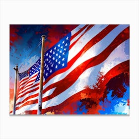 Flags Of America Canvas Print