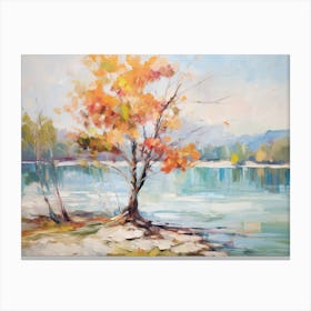Autumn Tree By The Lake Canvas Print