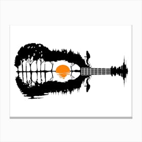 Black and White Guitar Sunset Sunrise Canvas Print
