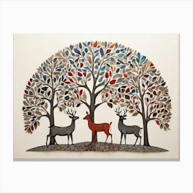 Default Traditional Gond Art From India Of Deer And Trees Agai 1 (1) Canvas Print