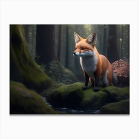 Gleaming Fox In The Heart Of The Deep Woods Canvas Print