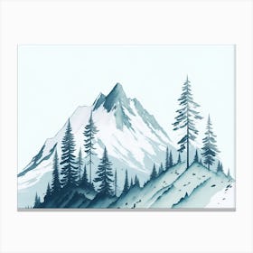Mountain And Forest In Minimalist Watercolor Horizontal Composition 131 Canvas Print