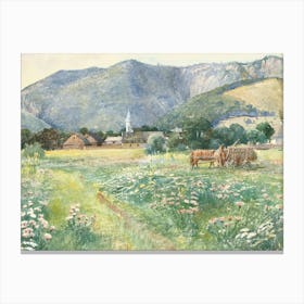 Blooming Meadow Vintage Floral Painting Canvas Print