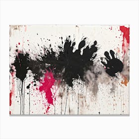 Abstract Painting Featuring Bold Splatters Of Black Ink Grunge Style Silhouettes Emerging Through D Canvas Print