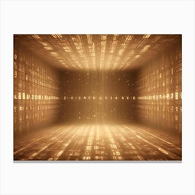 Abstract Futuristic Golden Tunnel With Glowing Data Streams, Representing Information Flow And Technology Canvas Print