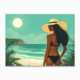 Illustration of an African American woman at the beach 9 Canvas Print