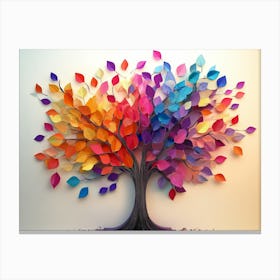 3d Abstract Colorful Tree with Hanging Branches and Multicolored 1 Canvas Print