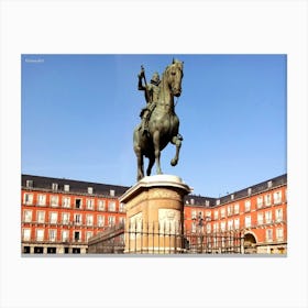 Statue Of A Horse In Madrid Canvas Print