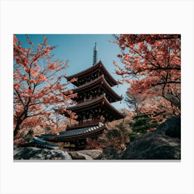 Pagoda and cherry blossoms Canvas Print